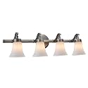 Aspen Creative 62067, Three-Light Metal Bathroom Vanity Wall Light Fixture, 30 1/2" Wide, Transitional Design in Rustic Pewter with White Opal Glass