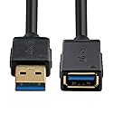 DTECH USB 3.0 Extension Cable 10ft Type A Male to Female Adapter with Gold Plated Connector (Black, 10 Feet)