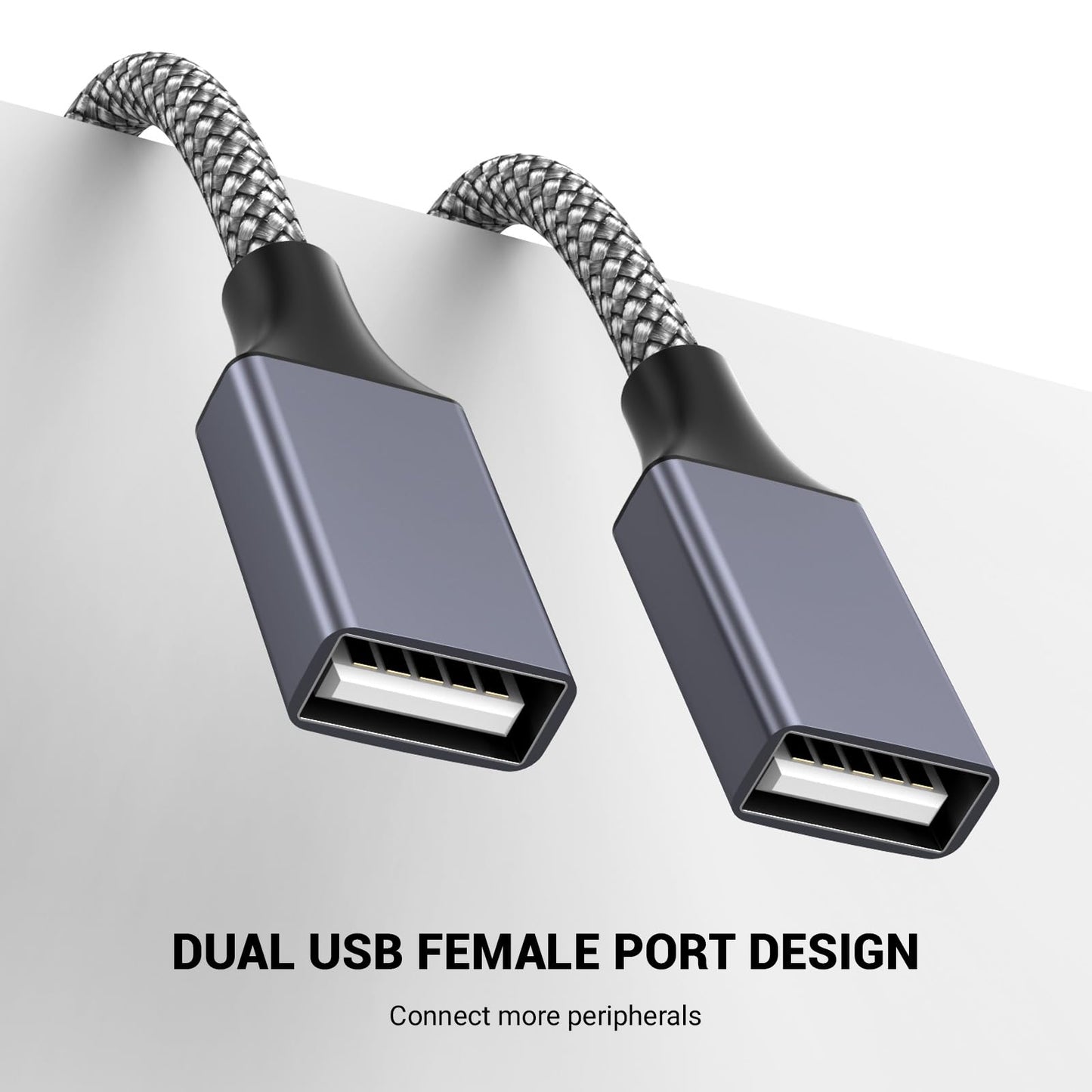 BETU POHFP 6.6FT USB Splitters, A Male to 2 Female Extension Cable, USB Y Splitter Support Charging and Data Transfer for Printer/Keyboard/Flash