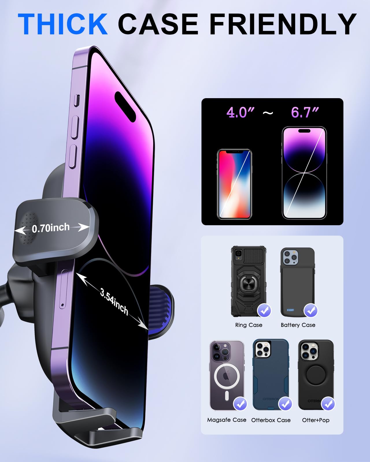 Ciencimy Phone Holder Car [Reusable Velcro Design] Universal Dashboard Windshield Phone Mount for Car,[One Finger Release],360° Rotation Car Phone