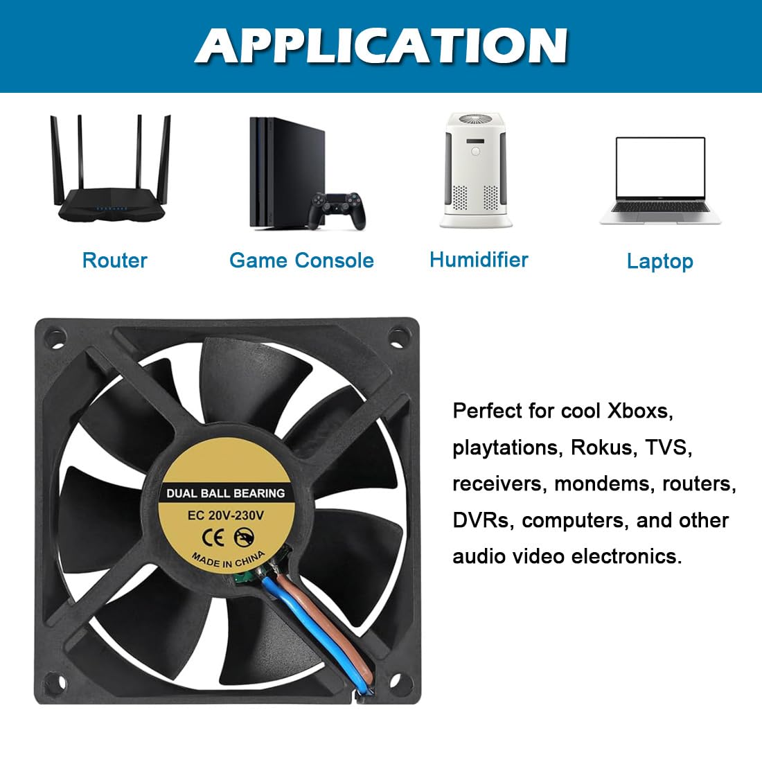 ALMOCN 2PCS EC Case Fan EC Brushless Cooling Fan Dual Ball Bearing AC 110V 115V 120V 220V 240V EC Axial Fan for DIY Cooling, Router, Computer Case, 80