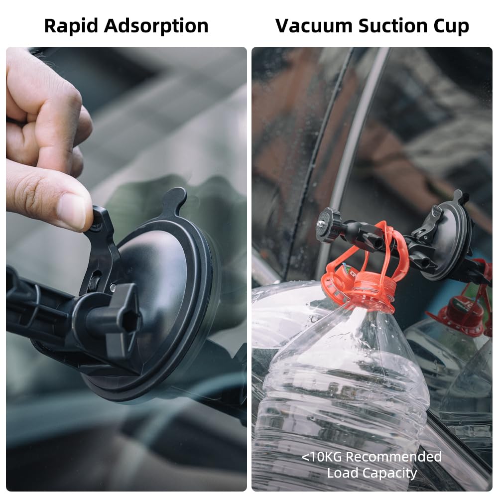 SUREWO Pocket 3 Suction Cup Mount, Car Mount Windshield Window Dash Holder Kit with Expansion Adapter for DJI Osmo Pocket 3,GoPro Hero