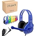 Eduvy Bulk Headphones for Classroom with Microphone, Heavy-Duty School Pack Wired Headphones for Students with Rotating Boom Mic. Teacher Must Haves…