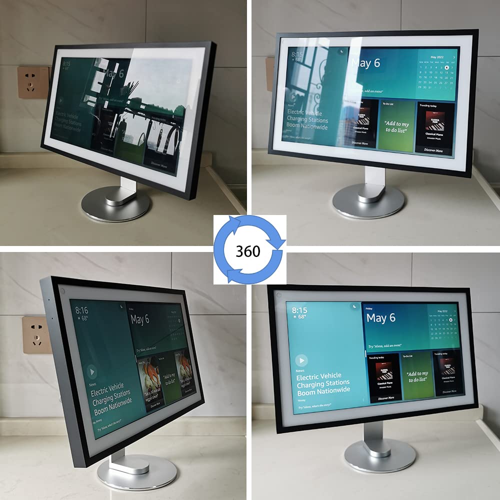 ATOPHK Ech_ooo Show 15 Stand - 360° Swivel & 50° Tilt Aluminum Base, Non-Slip Silicone Pad, Lifetime Durable Design, Only Made for Echo Show 15 Silver