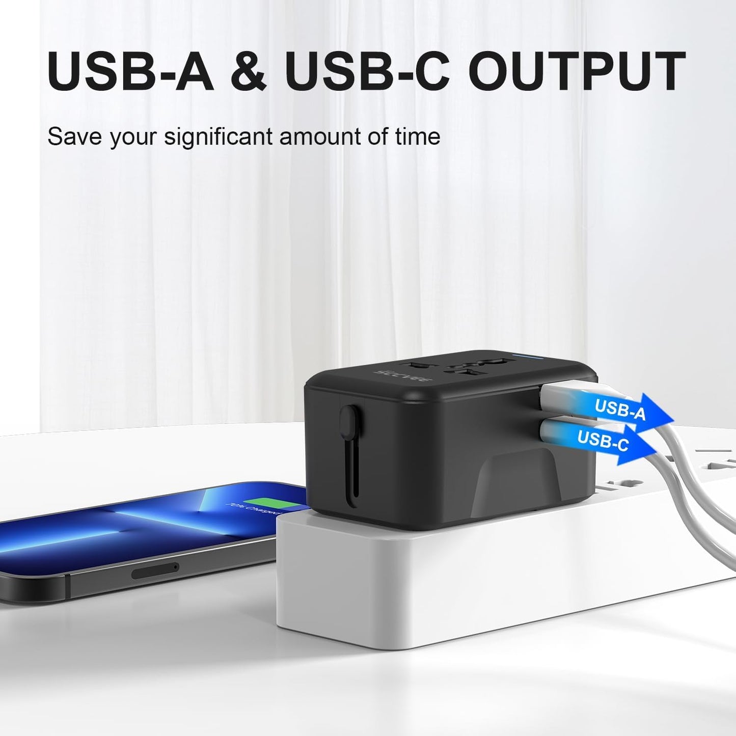 Universal Travel Adapter with USB C, International Power Plug Adapter All in One Worldwide Travel Adapter Power Converters Wall Charger AC Power Plug…