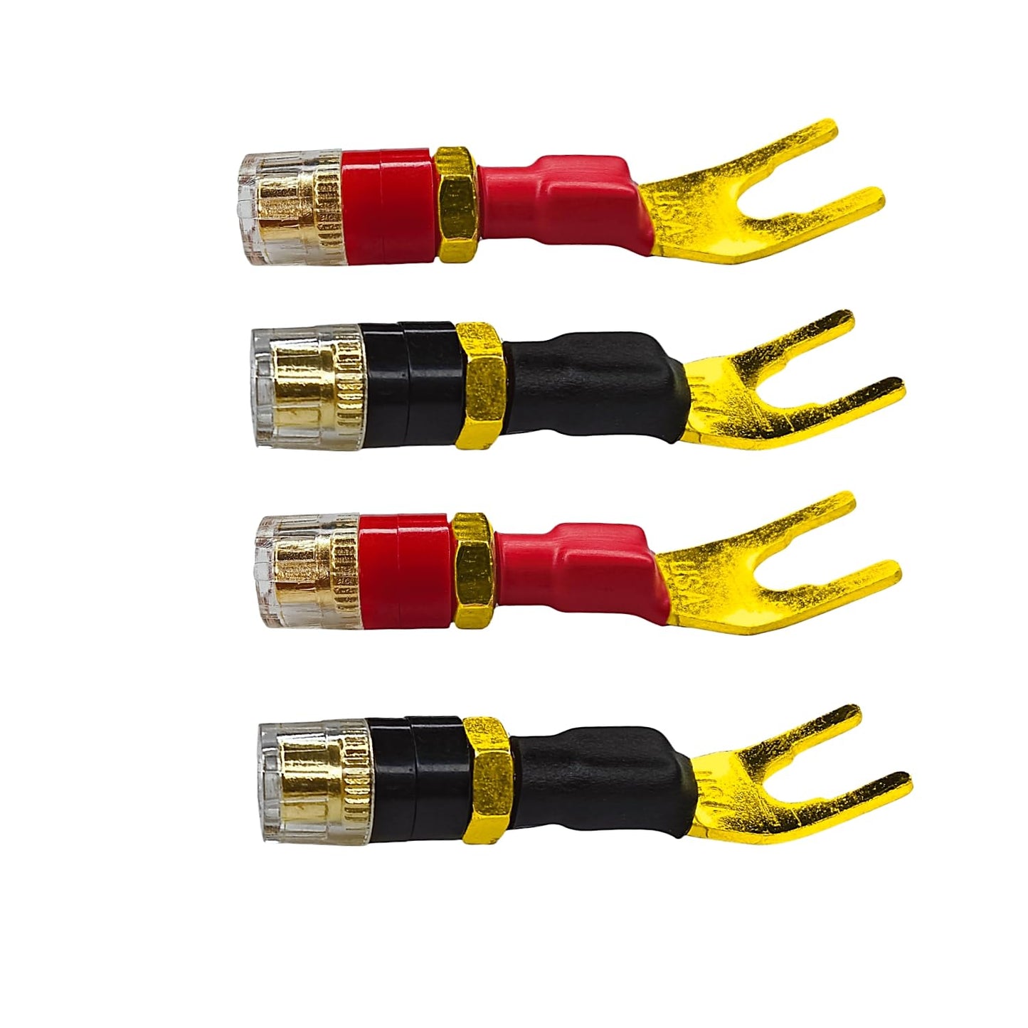 Funayama Spade to Banana Jack Adapter 4-Pack, 24K Gold Plated Y Terminal Speaker Wire Connector, Compatible for Yamaha, Denon, Marantz Amplifier