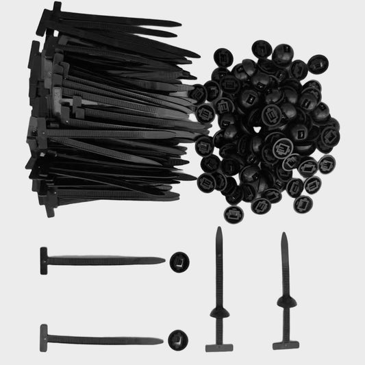 100 Pcs Nylon Universal Cable Tie Buckle - Heavy Duty Sided Snap Fit Zip Ties with Button Lock, UV Resistant Plastic Cable Fasteners for Automotive