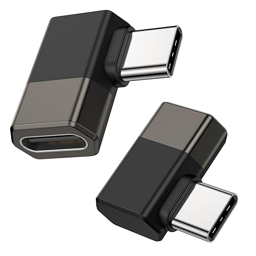 Fidioto Right Angle USB C Adapter 2Pack, Zinc alloy adapters, 90 Degree USB C Male to Type C Female Adapter Compatible with MacBook/Steam…