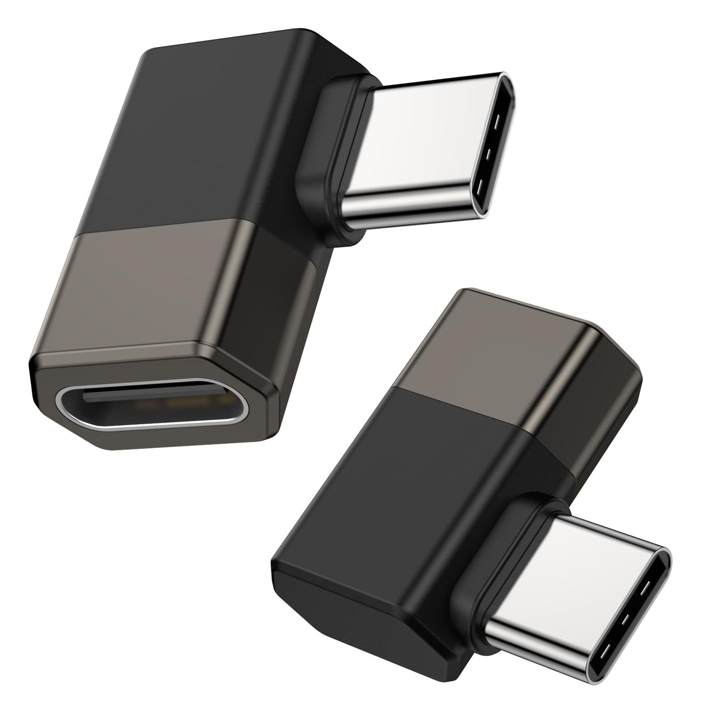 Fidioto Right Angle USB C Adapter 2Pack, Zinc alloy adapters, 90 Degree USB C Male to Type C Female Adapter Compatible with MacBook/Steam…