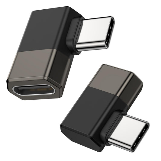 Fidioto Right Angle USB C Adapter 2Pack, Zinc alloy adapters, 90 Degree USB C Male to Type C Female Adapter Compatible with MacBook/Steam…