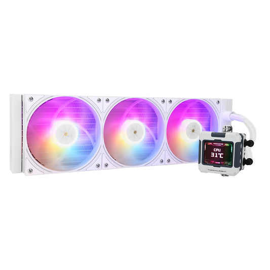 Thermalright FW 360 White ARGB-360mm AIO CPU Liquid Cooler,IPS LCD Screen with 320 * 240 Resolution,for AM4/AM5/Intel LGA1700,‘2.4