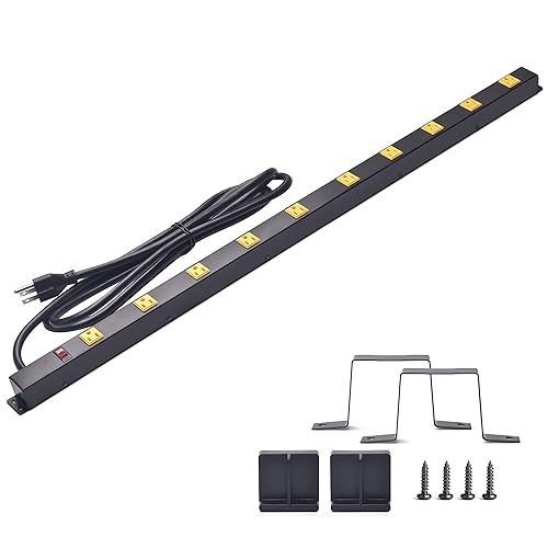 10-Outlet Heavy Duty Power Strip Surge Protector Metal Long Extension Cord 6-Foot, SGS Certified,Black(1000J)…