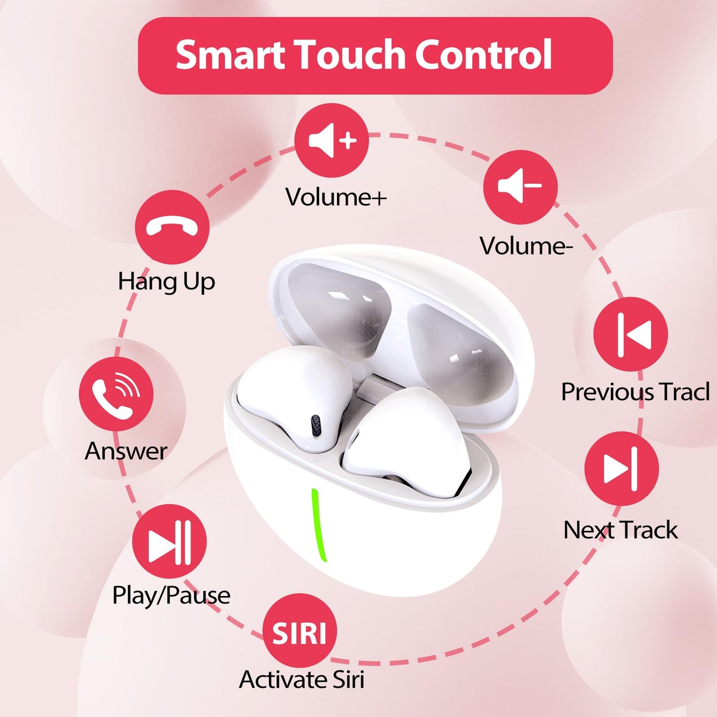 MoreJoy M2 mini Wireless Half in-Ear Earbud Bluetooth 5.3 Headphones ENC HD Mic Earphones Hi-Fi Stereo Sound Earbud 35H Playtime IP7 Waterproof Ear…