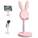 nediea Cell Phone Stand,Angle Height Adjustable Bunny Phone Stand for Desk,Cute Rabbit Phone Holder Stand for Desk, Compatible with All Mobile Phones