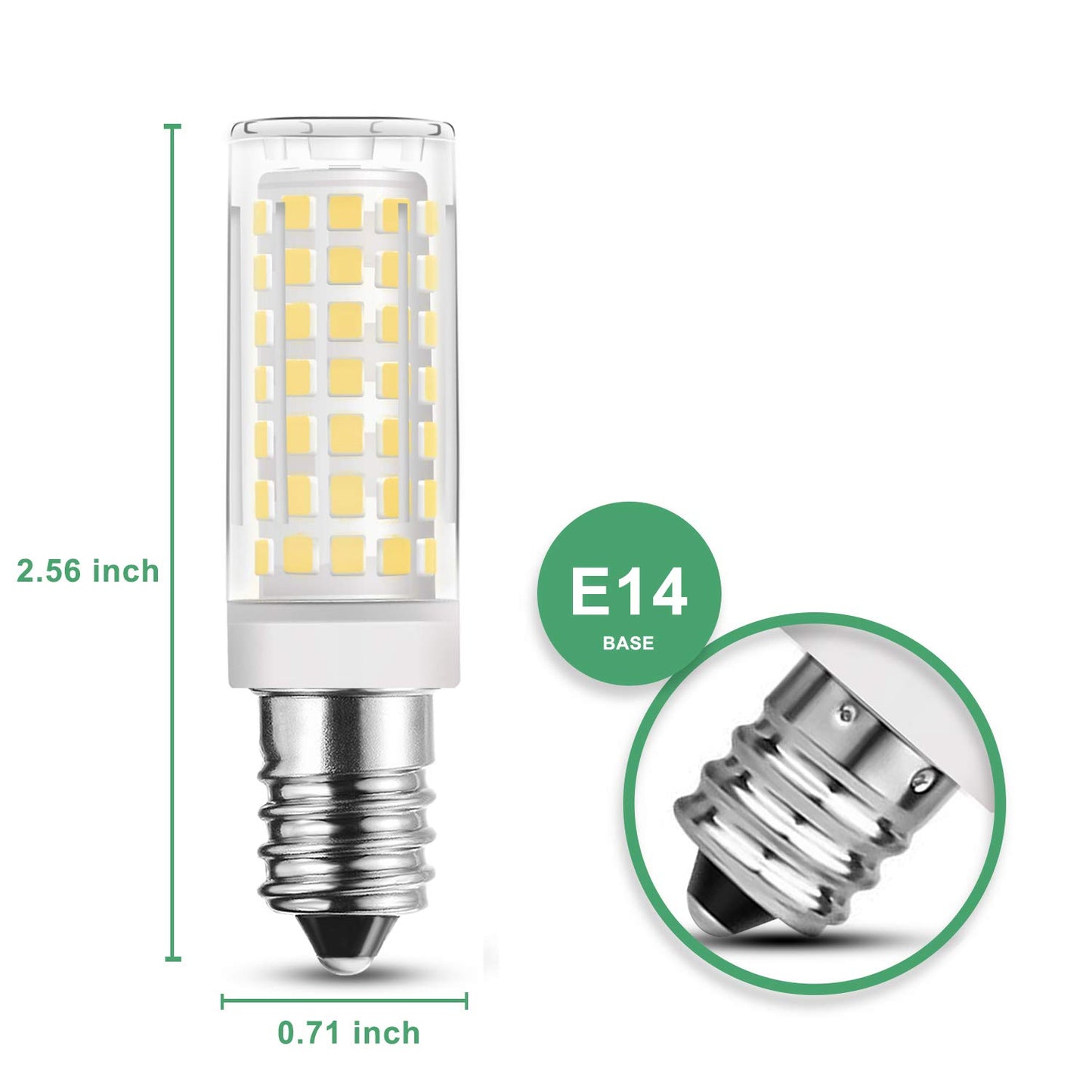 RAYHOO 2pcs E14 Base LED Light Bulbs 8W LED Light Equivalent to 60W Incandescent Bulb, E14 European Base Bulb, 88-2835-SMD LED Chipsets, Not