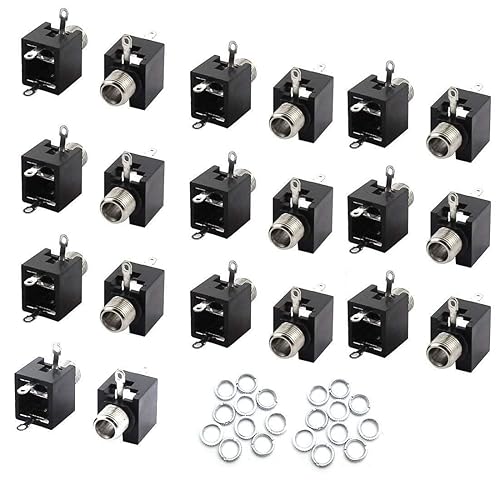 Xiaoyztan 3 Pins Female 3.5mm Mono TS Jacks Plug Socket Connectors,Mount Female Mono Socket Headphone Audio Jack PCB Connector,Pack of 20