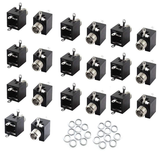 Xiaoyztan 3 Pins Female 3.5mm Mono TS Jacks Plug Socket Connectors,Mount Female Mono Socket Headphone Audio Jack PCB Connector,Pack of 20