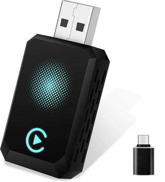 CAENEEDER Wireless Carplay Adapter, Convert Wired to Wireless CarPlay, Compatible with CarPlay, Plug and Play, Type-C/USB, Suitable for 800+ Vehicles