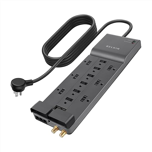 Belkin 12-Outlet Home and Office Series Surge Protector, 8ft Cord, Gray