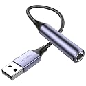 MOSWAG USB to 1/4 Jack Audio Adapter, USB to 6.35mm Female Headphone Aux Adapter with External Sound Card Compatible with Laptop, PC, Amplifier