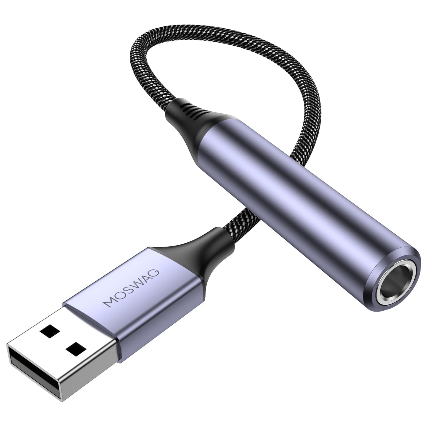 MOSWAG USB to 1/4 Jack Audio Adapter, USB to 6.35mm Female Headphone Aux Adapter with External Sound Card Compatible with Laptop, PC, Amplifier