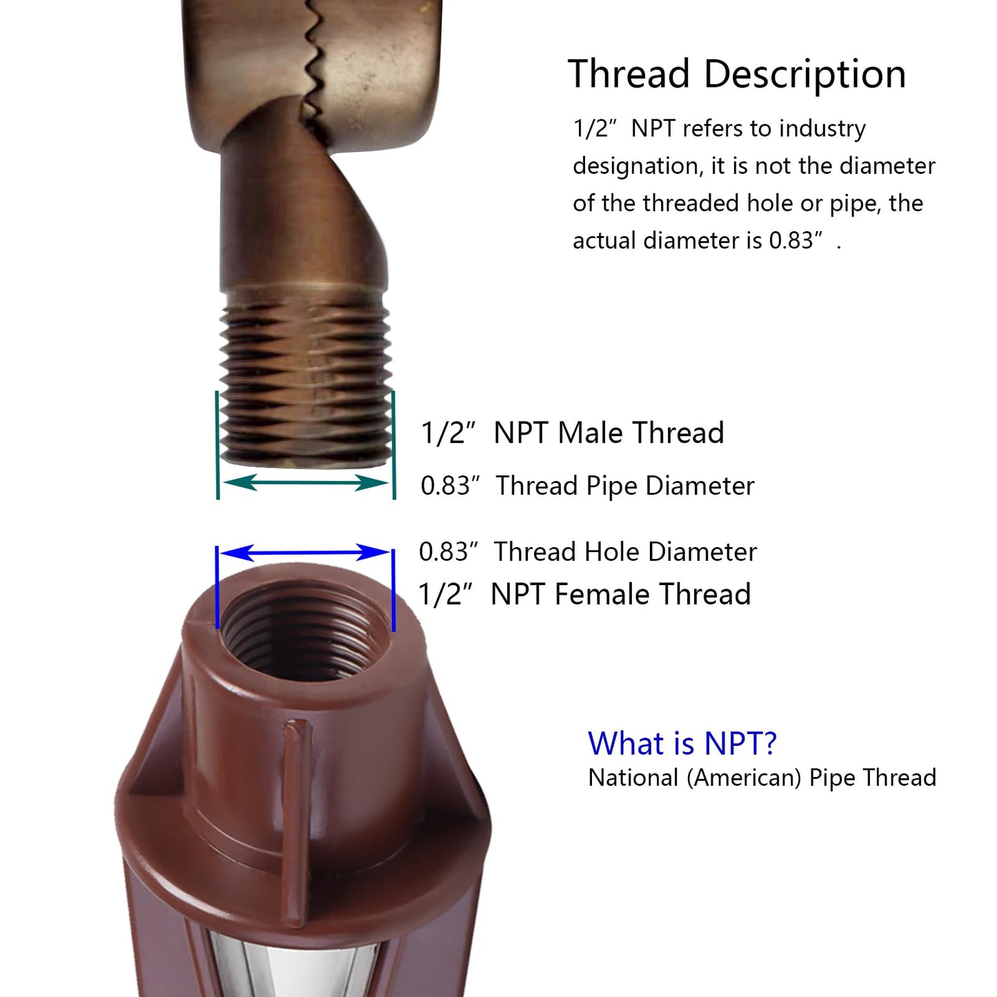Hyoquilex Lighting Ground Stake Spike Replacement for Outdoor Low Voltage Landscape Spotlight Pathway Flood Light,1/2" NPT Thread Brown