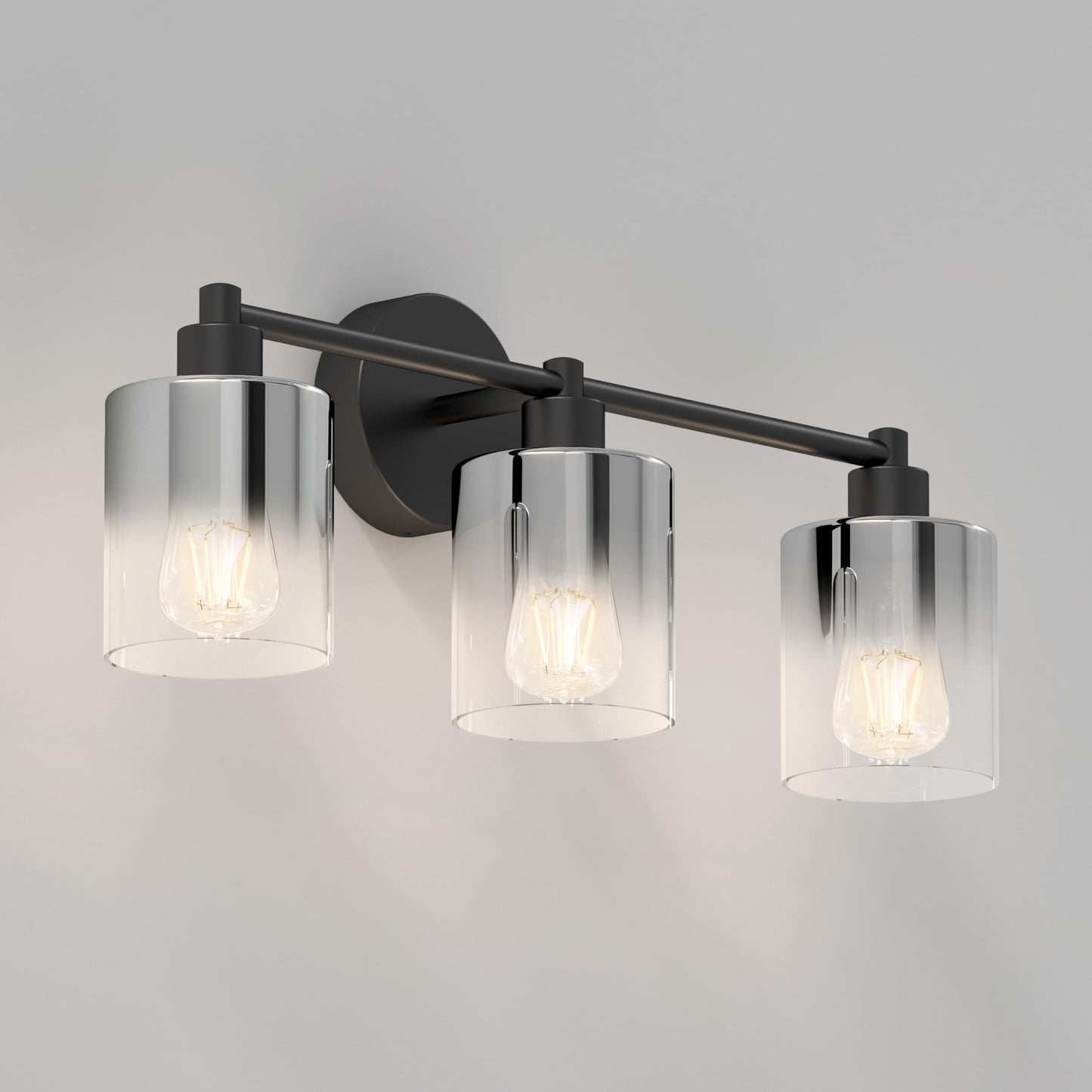 artika Modern Bathroom Vanity Light, 3-Light Sconce - Black Glass, Steel - VAN3-HZ-BL (25.4 x 7.3 x 9.8 in)