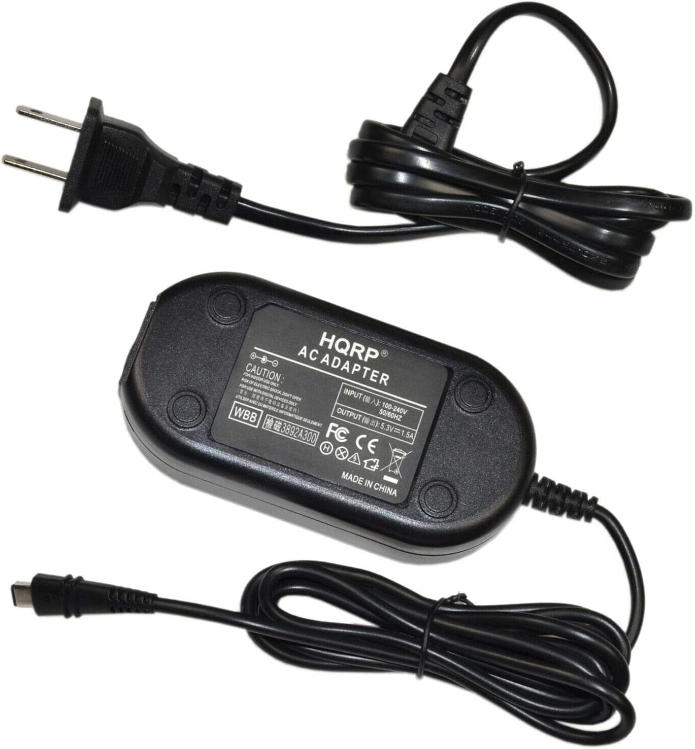 HQRP AC Power Adapter Charger Compatible with Canon VIXIA HF R20, HF R21, HF R200, HF M50, HF M52, HF M500, HF R30, HF R32, HF R300, VIXIA HF R62, HF