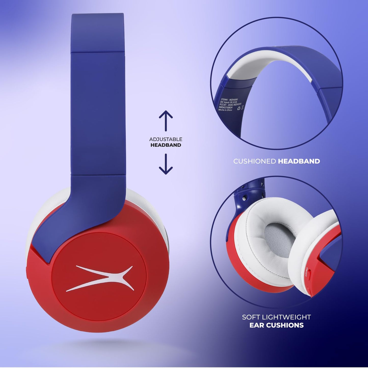 Altec Lansing Kid Safe Noise Cancelling Wireless Headphones 15H Battery, 85dB Volume Limit, Foldable Design Powerful Sound, Active Noise Cancellation