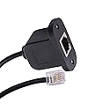 0.8FT RJ11/RJ12 6P6C Female to Male Extention Panel Mount Adapter Cable (6P6C)