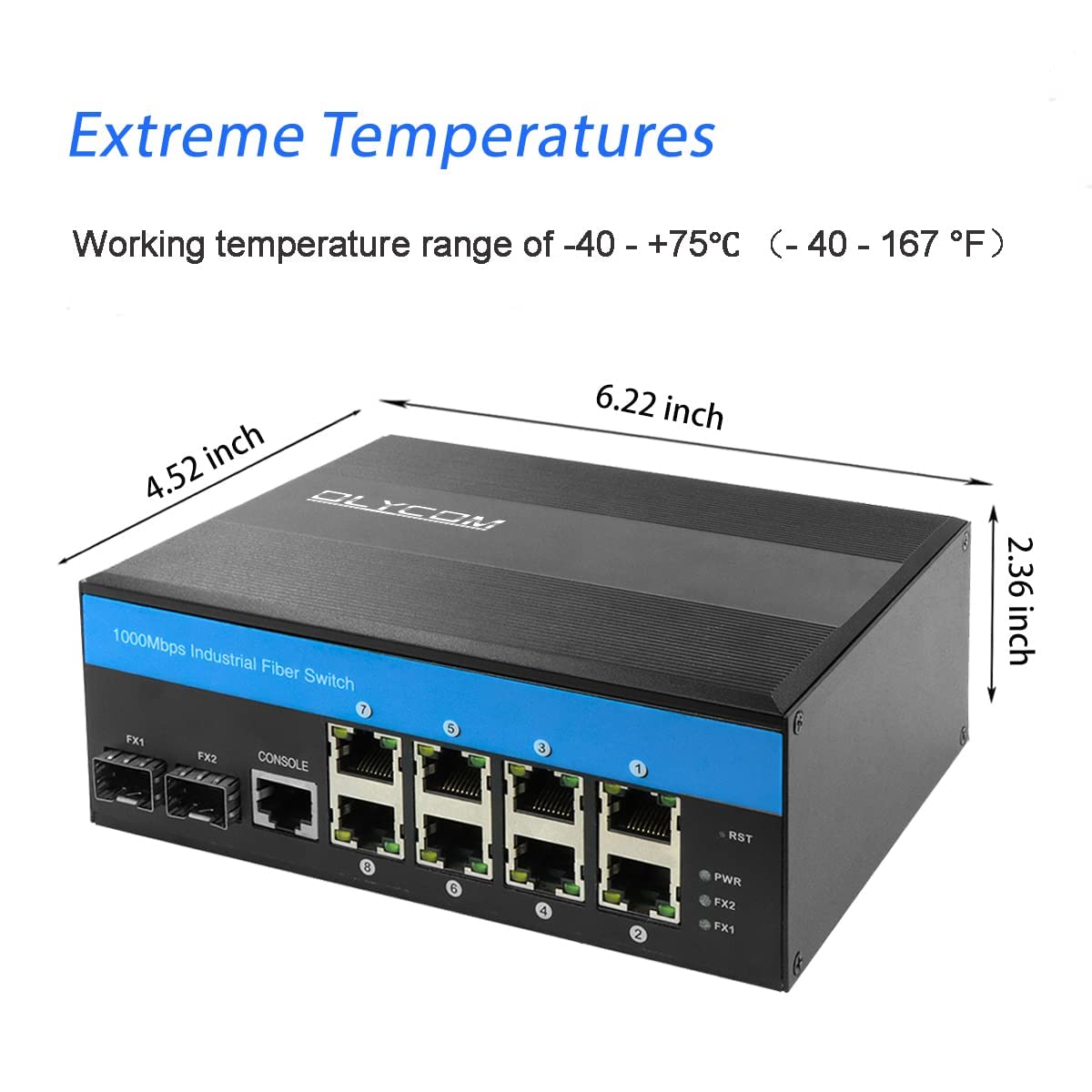 Industrial Gigabit Ethernet L2 Managed Switch 8 X Gigabit Ports 2 X SFP Slots DIN-Rail Mount IP40 with Vlan Qos LACP STP/RSTP Management…