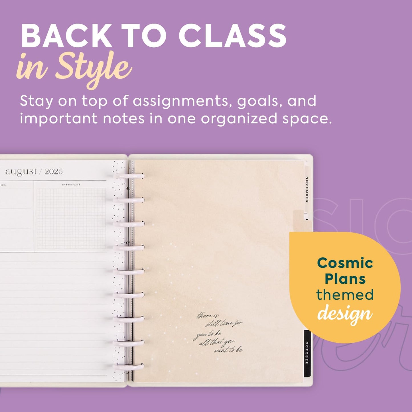 Happy Planner Disc-Bound 12-Month July 2025-June 2026 Planner with 3 Extra Months, Classic Size, Student Layout, Painted Gradients