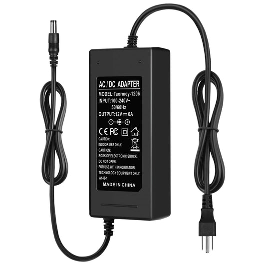 Taormey 12V Power Supply 6A 72W AC/DC Adapter, AC 100-240V to DC 12 Volt 6 Amp Power Converter Low Voltage Transformer with 5.5 x 2.1mm DC Tip…