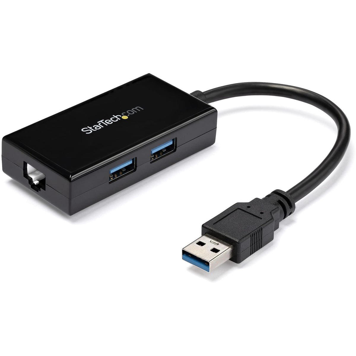 StarTech.com 2 Port USB 3.0 Hub with Ethernet - USB 3.0 x 2 - Gigabit Ethernet Network Adapter for Windows/Mac/Chrome (USB31000S2H) Black