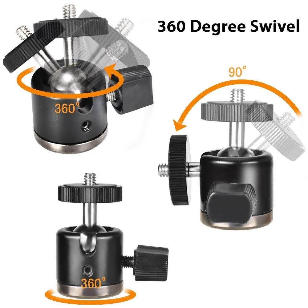 UTEBIT Mini Ball Head, Tripod Head with 1/4" hot Shoe, 360° Rotatable Ball Heads Camera Mount Adapter, Aluminium 20mm Ballhead Compatible