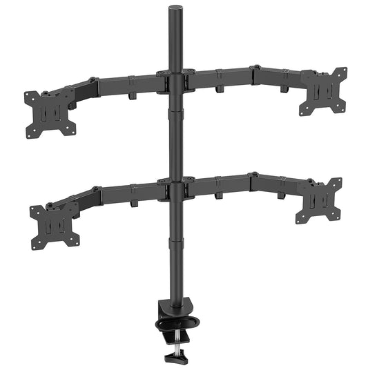 Livotica Quad Monitor Mount, Heavy Duty Adjustable 4 Monitors Desk Stand for 13"-27" Screen, Holds Up to 22lbs per Arm with C Clamp/Grommet Base