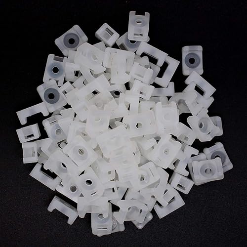 100Pcs 4.5mm Cable Tie Mount Saddle Set, 0.6in Width Saddle Cable Mounts, Plastic Cable Tie Saddle Base, White Cable Tie Mounts Base for Wire