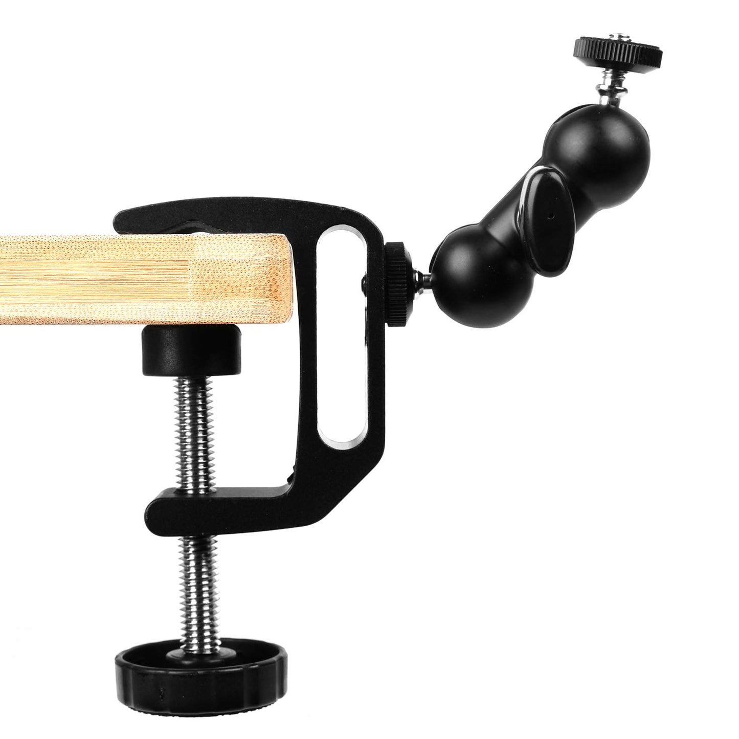 WANBY Camera Clamp Mount Double Ballhead Table Magic Arm Monitor Desk Mount Bracket with Super Clamp with 1/4" and 3/8" Thread for DSLR Camera Rig