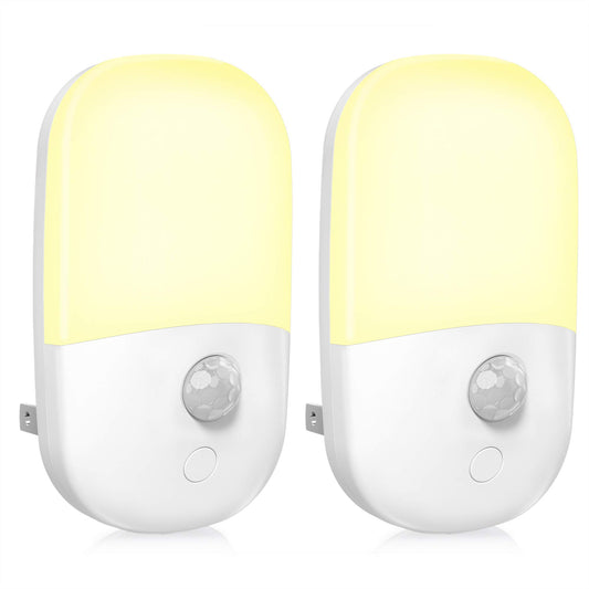 MAZ-TEK Plug in Motion Sensor Dimmable Night Light, Soft Warm White LED Nightlight with Dusk to Dawn Motion Sensor, Adjustable Brightness for Bedroom