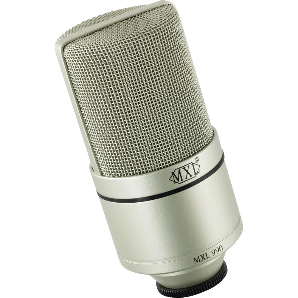 MXL 990 Condenser Microphone for Podcasting, Singing, Home Studio Recording, Gaming & Streaming | Detailed Sound | XLR | Large Diaphragm (Champagne)