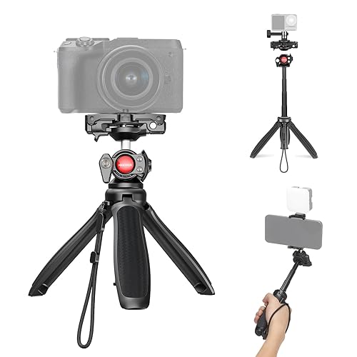 NEEWER TP38 Phone Camera Tripod, 15" Extendable Selfie Stick Metal Stand with Phone Holder, Action Camera Adapter Compatible with Hero 12 11 10 9