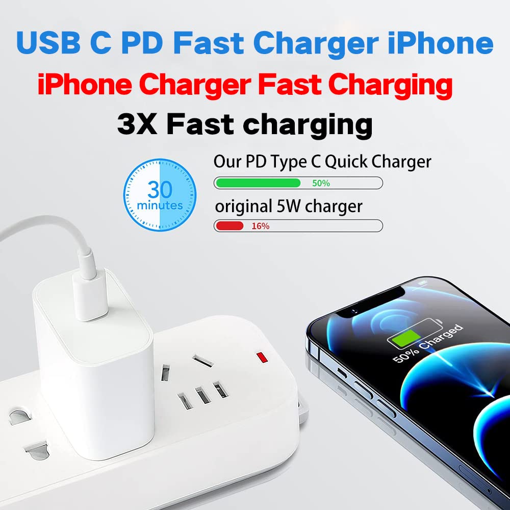 ?Apple MFi Certified?iPhone Charger Fast Charging,3Pack Apple Charger Adapter Super Fast Charger iPhone 6FT USB C to Lightning Cable Cord for iPhone