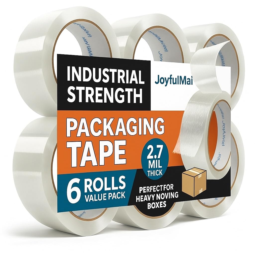 JoyfuIMaiMaiMai Clear Packing Tape, 6 Rolls 1.88inches Wide, 65 Yards Per Roll, 390 Total Yards Tape for Shipping Packaging Moving Sealing, Thicker