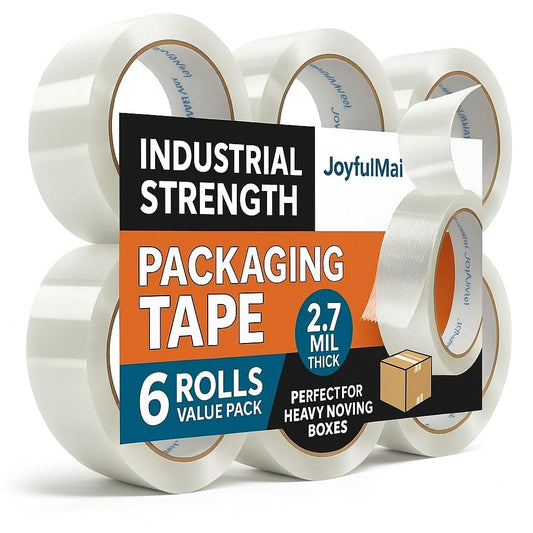 JoyfuIMaiMaiMai Clear Packing Tape, 6 Rolls 1.88inches Wide, 65 Yards Per Roll, 390 Total Yards Tape for Shipping Packaging Moving Sealing, Thicker