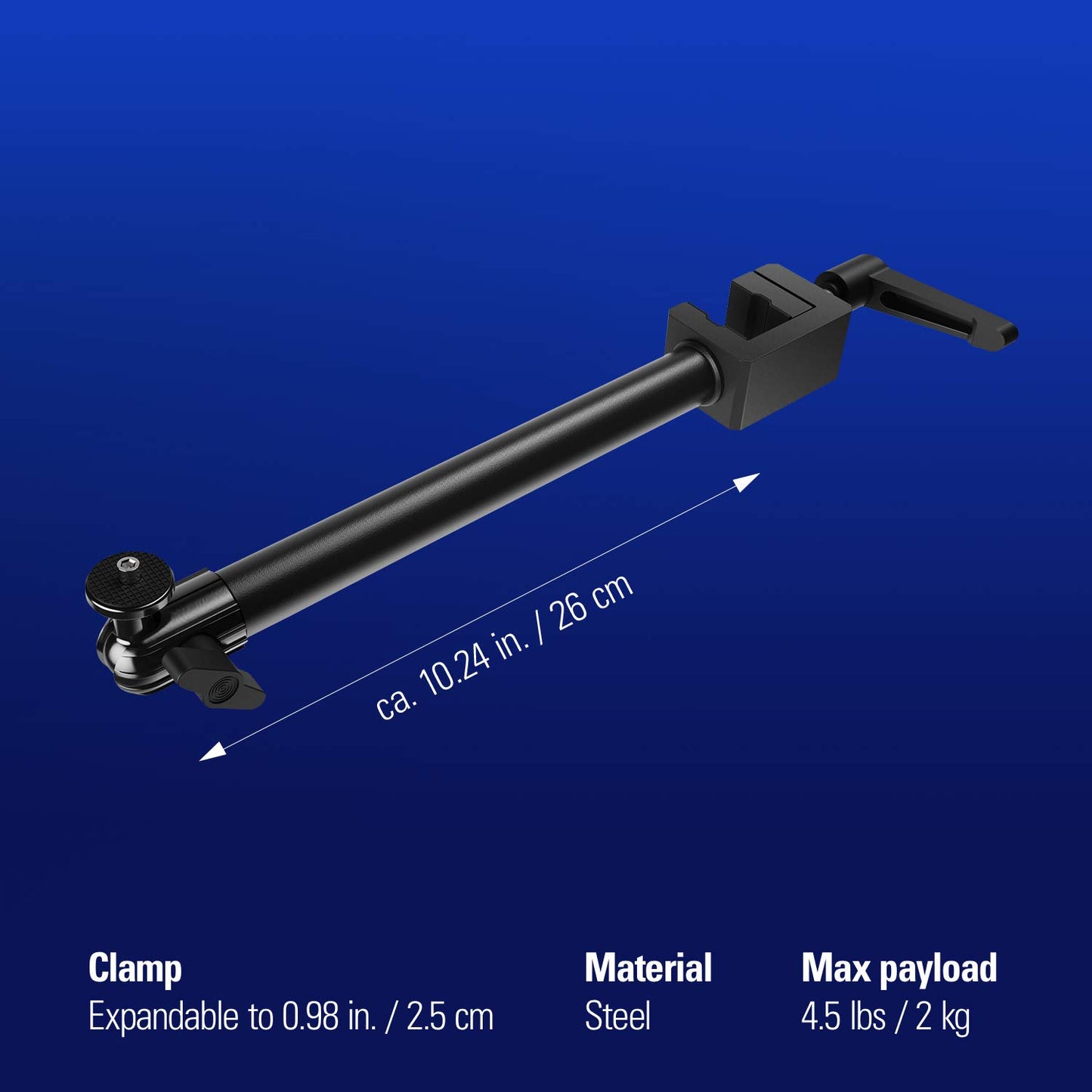 Elgato Solid Arm, Holding Arm with Padded Clamp for Easy Mounting and Adjusting of Lights, Cameras, and Microphones, for Streaming, Videoconferencing