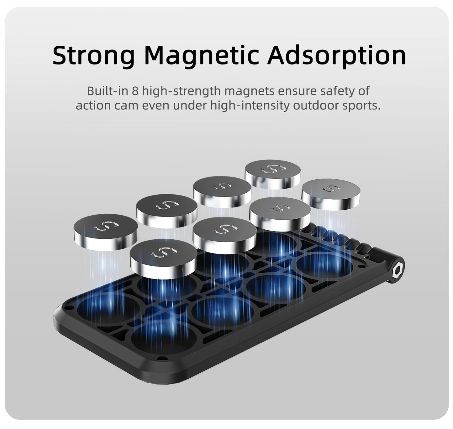 Magnetic Camera Mount for Action Camera, Strong Magnetic Base with 360° Ball Head, Built-in 8 Magnets, Compatible for GoPro Hero, DJI Osmo Action