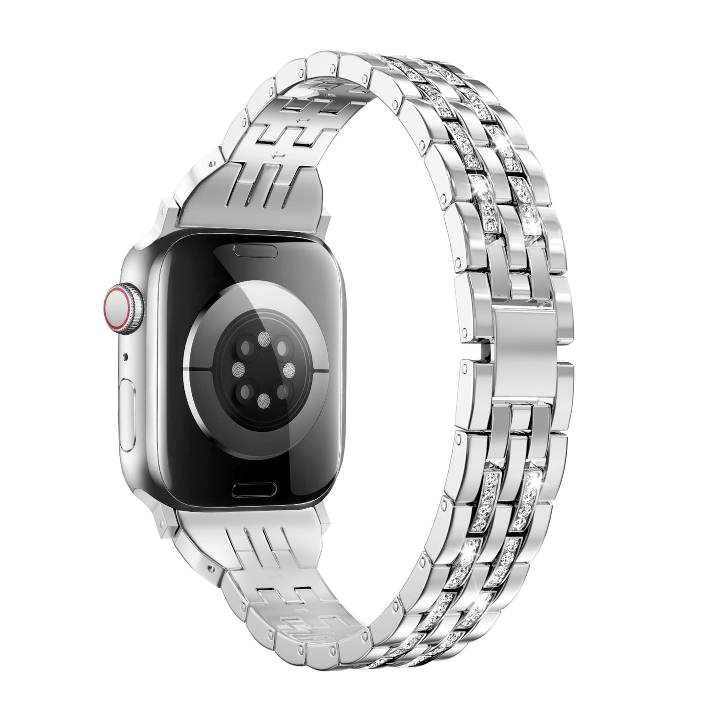 MoKo Metal Watch Band Compatible with Apple Watch Series 11/10 42mm, 9/8/7 41mm, SE3/SE2/SE/6/5/4 40mm, 3/2/1 38mm, Bling Diamond Dressy Jewelry Metal