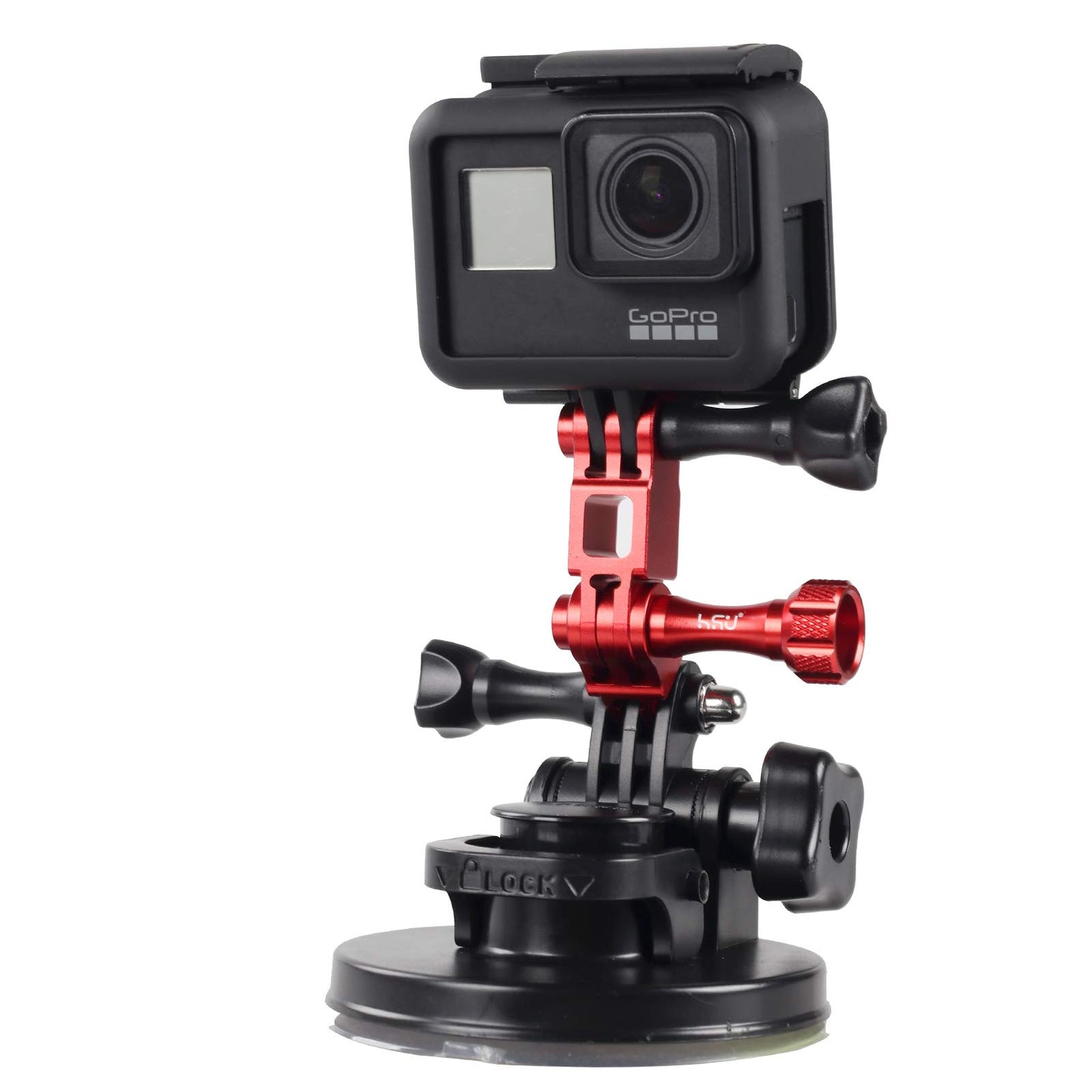HSU Aluminum Alloy Metal Adjust Arm Straight Joints Mount, Same Direction Straight Joints Mount for Go Pro Hero 13/12/11/10/9/8/7/6/5 Black,Session