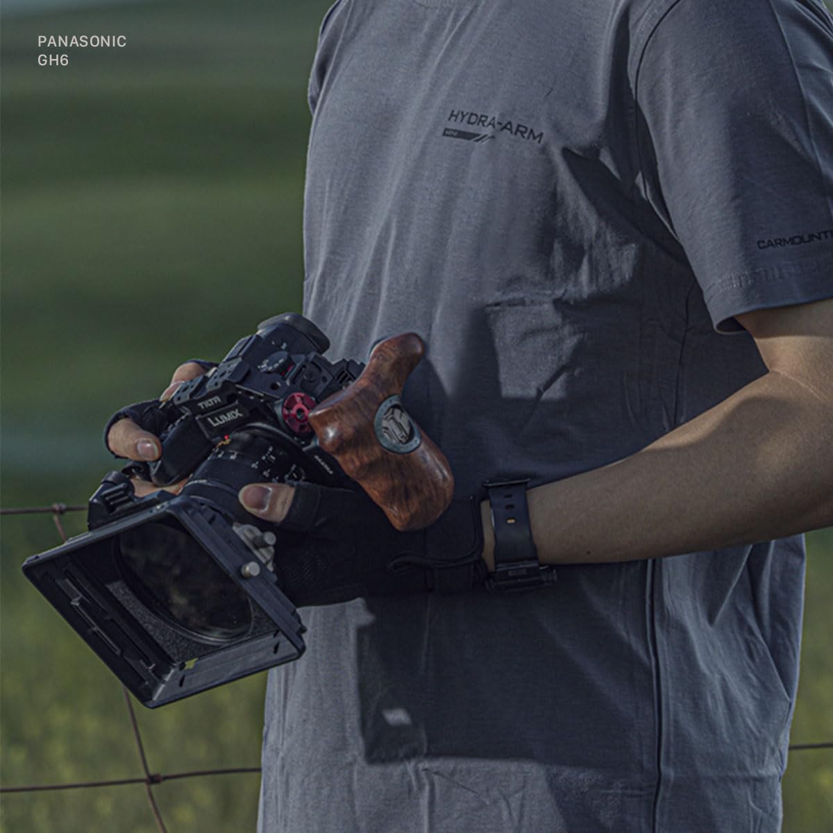 Tilta Advanced Right Side Wooden Handle (ARRI Rosette - Type X) | Black Walnut Wood & Aluminum Alloy Build | Quick Release Button