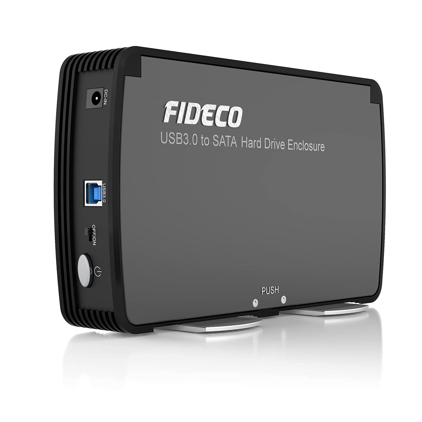 FIDECO 3.5" Hard Drive Enclosure, USB 3.0 to SATA Aluminium External Hard HDD Case with Built-in Cooling Fan Support UASP and 10TB Drives for 3.5/2.5
